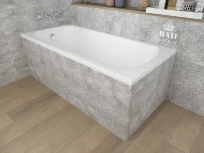 Zdjęcie produktu dla Wanna Akrylowa Zestaw 4w1 Prostokątna 130x70 Biała + Styropianowy Nośnik Stabilizujący, Nowoczesny Syfon i Nogi (stelaż) w komplecie | BADLAND CLASSIC