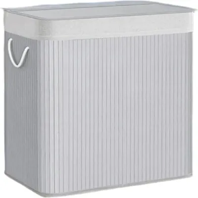 Image de Panier à linge en bambou, 150 litres – Panier à linge avec 3 compartiments – 60 x 40 x 61,5 cm