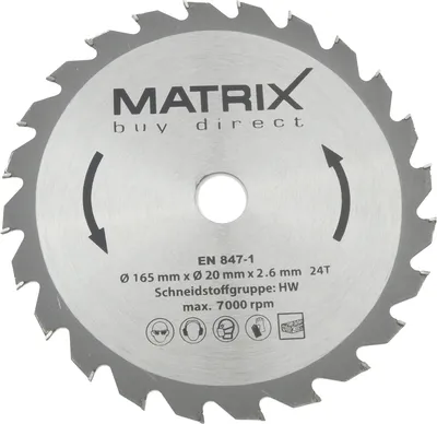 Produktbild von MATRIX Sägeblatt Ersatzsägeblatt 165 mm 24 Zähne für Tauchsäge TRS 1200-56