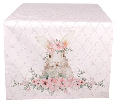 Obrázok produktu pre Bežec na stôl Clayre & Eef 50x140 cm ružový bavlnený králik