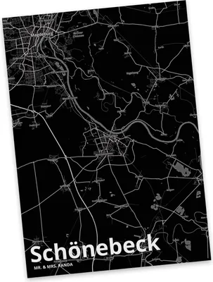 Produktbild von Mr. & Mrs. Panda Postkarte Schönebeck - Geschenk, Fotokarte, Grußkarte, Ansichtskarten, Ansichtskarte, Stadt, Dorf Karte Landkarte Map Stadtplan, Postkarten