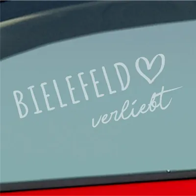 Produktbild von Auto Aufkleber Bielefeld verliebt Herz Stadt Heimat Liebe Car 19x7 cm Milchglas Sticker Heckscheibenaufkleber