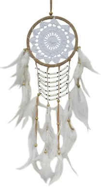 Produktbild von Traumfänger "White Shield" Leder mit gehäkeltem Netz, 18x60cm