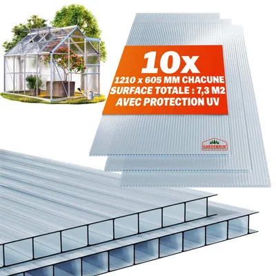 Obrázok produktu pre Priehľadné polykarbonátové viacvrstvové dosky, 6 mm, 7,32 m², sada 10 kusov