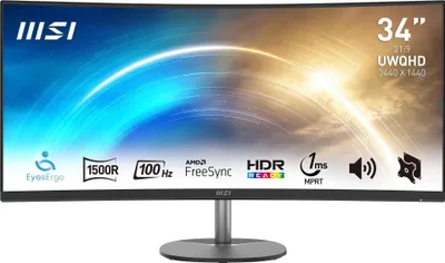 Produktbild von MSI Pro MP341CQ, 86,4 cm (34"), 3440 x 1440 Pixel, UltraWide Quad HD, 4 ms, Schwarz
