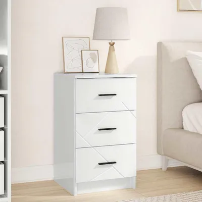 Image de vidaXL Table de nuit blanc brillant 38 x 38 x 66 cm Bois composite