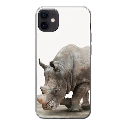 Produktbild von MuchoWow® Handyhülle Schutzhülle Hülle für iPhone 12 mini Nashorn - Jungen - Wildtiere - Kinder - Mädchen - Tiere Silikon Softcase Handy Hülle - Bild