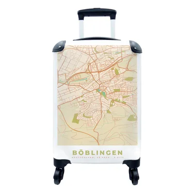 Produktbild von MuchoWow® Koffer Handgepäck Trolley Rollkoffer Kleine Reisekoffer mit 4 Rollen - Böblingen - Karte - Vintage - Stadtplan - Cabin Size < 55x40x23 cm & 55x40x20 cm - Fotokoffer - Kabinenkoffer - Boardgepäck - Reise-Box - Reisekoffer - Reisegepäck - Koffer mit Bild - Trolley für Kinder