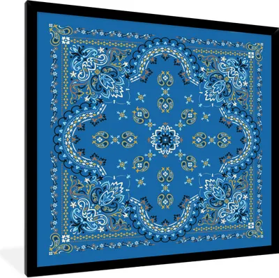 Produktbild von MuchoWow® Gerahmtes Poster Mandala - Muster - Blau 40x40 cm - Poster mit Schwarzem Bilderrahmen Wandposter Rahmen Foto Bilder - Mit Rahmen - Wanddekoration Schlafzimmer