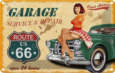 Produktbild von vianmo Blechschild 12x18 cm Pinup Garage open 24 hours Pin Up