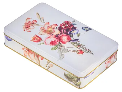 Immagine prodotto di Contenitore per biscotti con coperchio - Scatola di conservazione - Scatola decorativa - Collezione "Erbario" - Design senza tempo - Illustrazioni botaniche