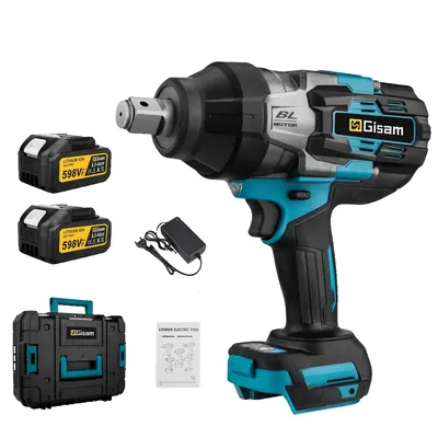 Produktbild von Bürstenloser elektrischer Schlagschrauber, 3100NM Drehmoment, kompatibel mit 18V Makita Akku, 2 Batterie/li/ul/div