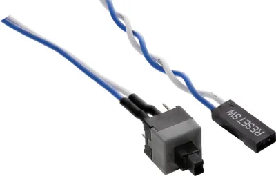 Produktbild von InLine Strom Reset-Taster, mit Kabel, 0,3m, Schwarz, Blau, Weiß, 0,3 m, 5 g, 200 cm³, 85 mm, 130 mm