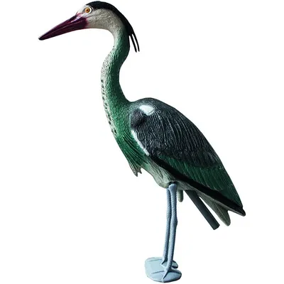 Immagine prodotto di Airone da laghetto da giardino in plastica con picchetto, 75 cm, come spaventa-uccelli e elemento decorativo