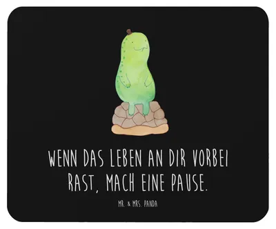 Produktbild von Mr. & Mrs. Panda Mouse Pad Schildkröte Pause - Schwarz - Geschenk, Achtsamkeit, Mauspad, laptop mousepad, mousematte, pc mausunterlage, Entspannen, Achtsam