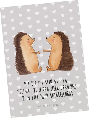 Produktbild von Mr. & Mrs. Panda Postkarte Igel Liebe - Grau Pastell - Geschenk, einzelkarte, Postkarten, Hochzeit, Freundin, Partner, Hochzeitstag, Ansichtskarten, Fotokarte, Grußkarte