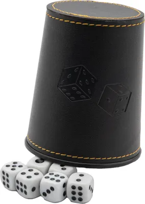 Produktbild von 1 Würfelbecher 6 Würfel Knobelbecher Lederwürfelbecher Kunstleder Spiel Würfel Set