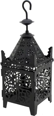 Image de Rebecca Mobili Lanterne avec crochet en métal noir