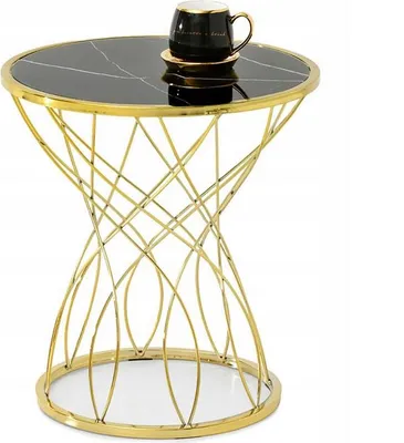Zdjęcie produktu dla Designerski stolik kawowy ELIMAR 01 - czarny marmur / złoto