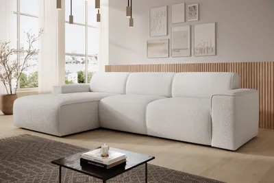 Image de AX LIVING Canapé forme L Didim mini blanc largeur 310 cm, élégant G