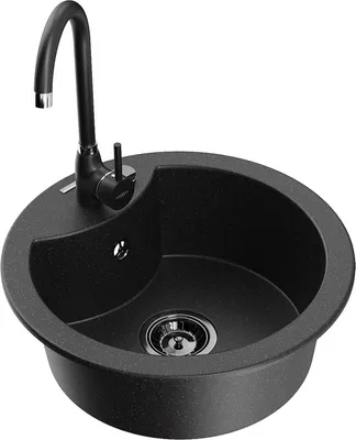 Produktbild von Mexen Diego 1-Becken-Granit-Spüle mit Mischbatterie Telma, Schwarz/Silber - 6512-73-670200-70-B
