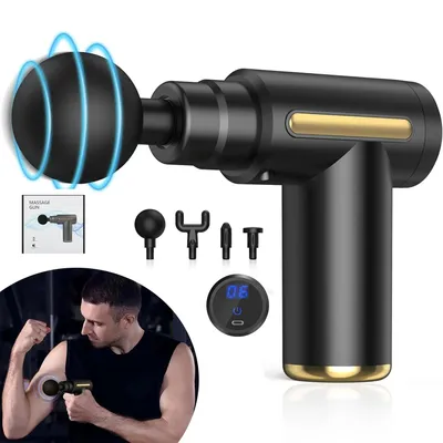 Produktbild von Massagepistole Mini, Muskel Massagegerät Tragbar, 4 Massageköpfen, Massage Gun Handmassagegerät für Bein Nacken Schulter