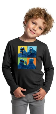 Produktbild von Spreadshirt Sesamstraße Krümelmonster Posen Kinder Premium Langarmshirt, 134/140 (8 Jahre), Anthrazit meliert