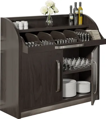 Produktbild von LEA | Besteckschrank | B110cm x H105 | Wenge-Schwarz | 2xTür + 2xBöden | Soft-Close | Holz Kellnerstation Schrank Kommode Servier Gastro
