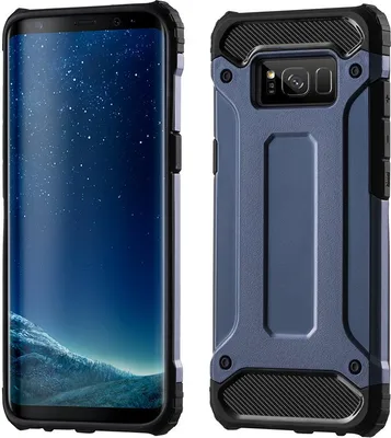 Produktbild von Panzerhülle Bumper Hybrid Armor SchutzHülle kompatibel mit Huawei Y6 2019 Silikon Hülle Zubehör Tasche Panzerschale Panzer in Blau