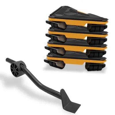 Image de Kit de déménagement comprenant 1 levier et 4 roulettes, capacité jusqu'à 250 kg