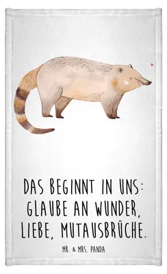 Produktbild von Mr. & Mrs. Panda Handtuch Nasenbaer - Weiß - Geschenk, Lustige Sprüche, Bär, badezimmer, Rüsselbär, Nasenbären, Gäste-WC, Kleines, gäste wc, Frotteetuch, Nasenbär