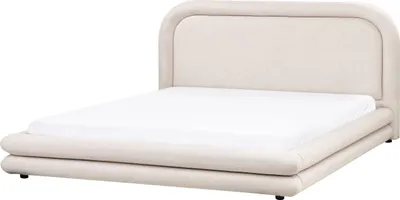 Produktbild von BELIANI Wasserbett Hellbeige Stoffbezug Leinenoptik mit Matratze 180x200 cm Heizung und Zubehör Hohes Kopfteil Modern Schlafzimmer Doppelbett Polsterbett