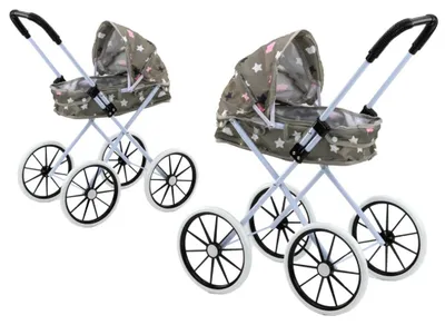 Zdjęcie produktu dla Wózek dla lalek duże koła szary 60cm