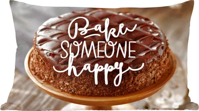Produktbild von MuchoWow® Zierkissen Sofakissen Wohnzimmer Dekokissen 50x30 cm Zitate - 'Backe jemanden glücklich' - Sprichwörter - Wohnzimmerdekoration - Polster mit Photo