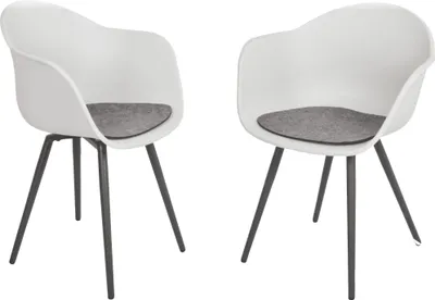 Produktbild von Garden Pleasure Gartenstühle Zara, 4 St., hellgrau, mit Armlehnen, Aluminium, PP-Kunststoff, wetterfest, mit Auflage, Innen- & Außenbereich, pflegeleicht