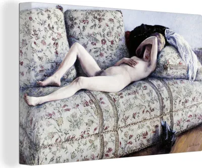 Produktbild von OneMillionCanvasses® - Leinwandbilder - 140x90 cm, Akt auf einer Couch - Gemälde von Gustave Caillebotte, Wandbilder Kunstdruck Wanddekoration - Foto auf Leinwand - Gemälde auf
