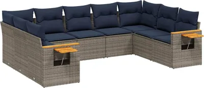 Produktbild von vidaXL 9-tlg. Garten-Sofagarnitur mit Kissen Grau Poly Rattan