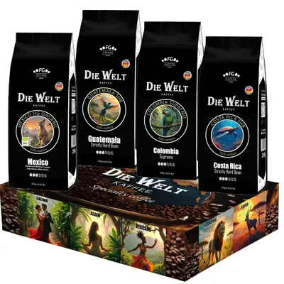 Produktbild von Die Welt Kaffee Set Latino Kaffeebohnen 4x250g