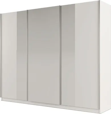 Produktbild von Furniture24 Kleiderschrank Praga 250 Schwebetürenschrank 4 Kleiderstangen Spiegel Schrank Schiebtür Weiß, 250 cm breit
