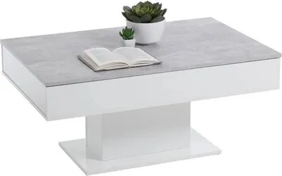 Obrázok produktu pre Couchtisch >AVOLA 2< in Beton LA-weiß Edelglanz - 100x46,1x65cm (BxHxT)