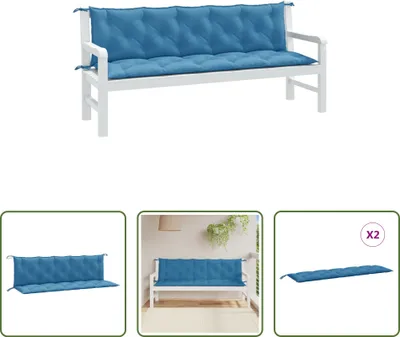 Produktbild von The Living Store Gartenbank-Auflagen 2 Stk. Melange Blau 180x50x7 cm Stoff