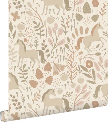 Obrázek produktu pro ESTAhome tapeta jednorožci béžová a terakotově růžová 53 cm x 10,05 m