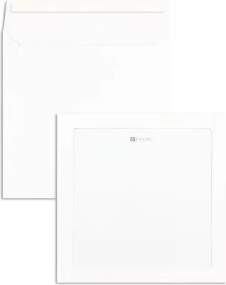 Produktbild von Werbefensterumschläge - Weiß 220 x 220 mm | 120 g/qm Offset | Mit Fenster | Haftklebung | Gerade Klappe | 250 Stück