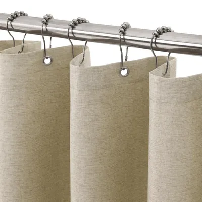 Produktbild von Duschvorhang Textilvorhang Badvorhang - Leinenstruktur - 92 x 182 cm - Wasserabweisend - Taupe