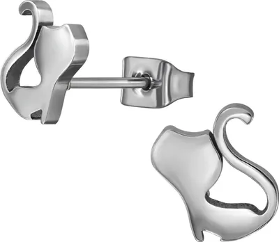 Produktbild von Titan Ohrringe Ohrstecker mit Katze 8mm