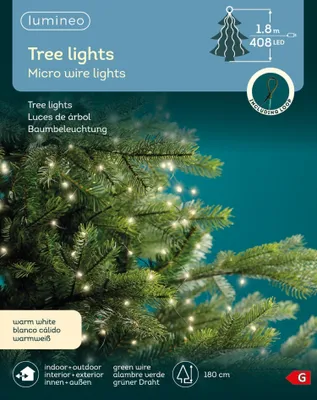 Obrázek produktu pro Lumineo Micro LED osvětlení stromu s 408 LED diodami zelená bílá 180cm