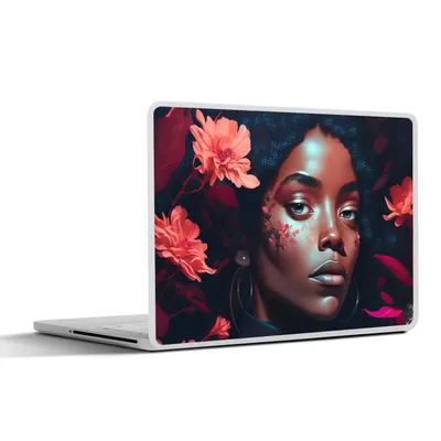 Produktbild von MuchoWow® Laptop Aufkleber Sticker Cover Blumen - Frau - Porträt - Illustration 30x22 cm - Laptop-Sticker