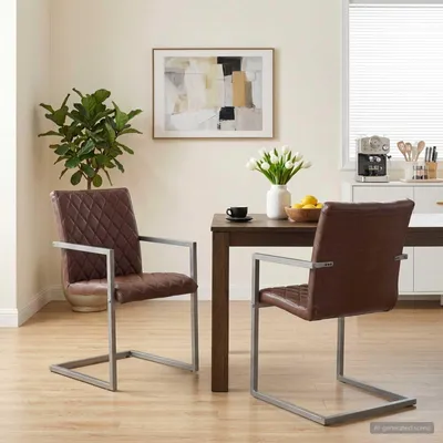 Produktbild von vidaXL Freischwinger 2 Stk. Braun Echtleder