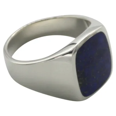 Produktbild von Feiner Siegelring aus 925er Silber mit Lapislazuli, Größe:62 (19.8 mm)