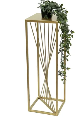 Zdjęcie produktu dla DanDiBo Stołek na kwiaty Metal Złoty Kątowy 70 cm Stołek na kwiaty Stołek boczny 96565 Kolumna na kwiaty Nowoczesny stojak na rośliny Stołek na rośliny